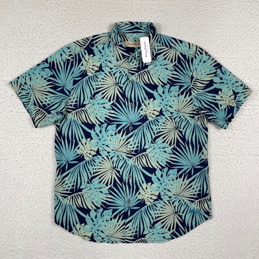 Tommy Bahama Portofino Palms Shirt Mens M Island Navy Tropical Floral Cotton NEW